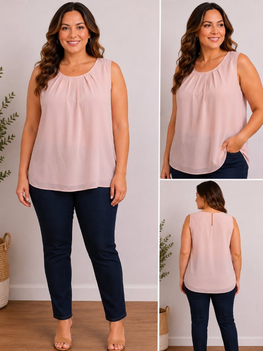 Beyove Women's Sleeveless Blush Pink Blouse - Size Large - NWT